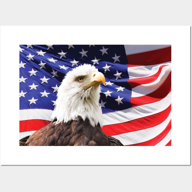 American Eagle and Flag for Patriots Wall Art by Bravowear